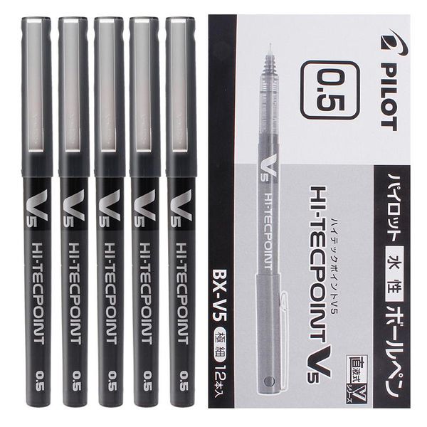 

gel pens 6/12pcs japan pilot v5 hi tecpoint straight liquid roller pen large capacity quick-drying ink 0.5mm needle tip black red blue