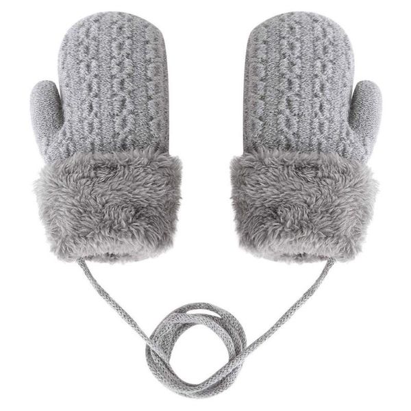 

hair accessories arrival winter baby boys girls knitted gloves warm rope for children mittens kids toddler full fin p0x8, Slivery;white