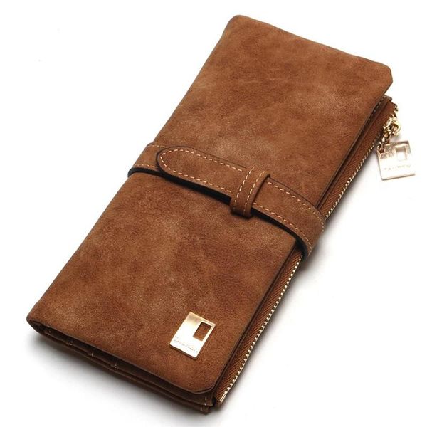 

wallets vintage women drawstring nubuck leather zipper long design phone purse men two fold card holder more color clutch female, Red;black