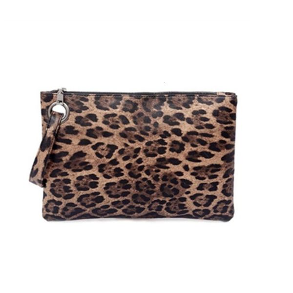 

leopard print handbag pu leather handbag women's zero wallet fashion women's dinner handbag envelope, Black