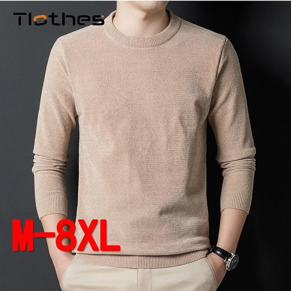 

men's sweaters autumn winter solid color knitted men clothes 6xl 7xl 8xl pullover loose chenille sweater brand mens casual knit, White;black
