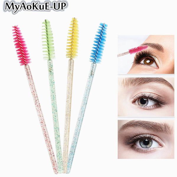 

false eyelashes 100pcs microbrush disposable crystal nylon diamond handle mascara wands cleaner eye lash eyebrow makeup brushes