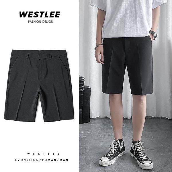 

men's shorts summer formal suit slim fashion solid color business society mens dress straight casual men 28-36 7rx3, White;black