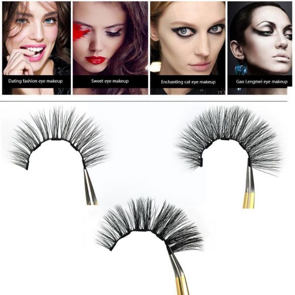 

false eyelashes reusable 3d fashion magnetic eye makeup glue cosmetic set tweezers decoration eyelash without s2x7