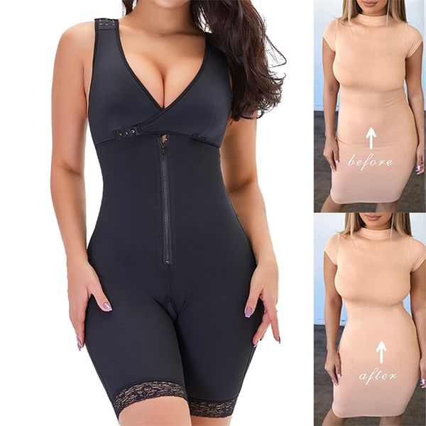 

full magic body shaper women waist trainer bodysuit butt lifter open crotch corset slimming sheath plus size push up underwear 210402, Black;white