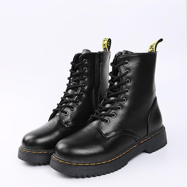 

boots women's thick bottom zipper ankle autumn and winter large british style short, Black