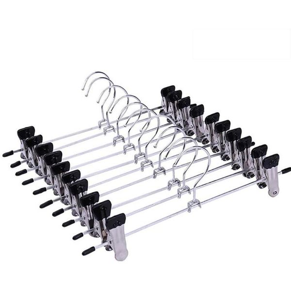 

hooks & rails 10pcs stainless steel trousers rack clip anti-slip clothespin pants clamp clothes hanger drying racks for balcony bathroom