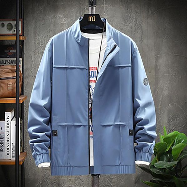 

men's jackets cargo outdoor coats spring autumn stand collar bomber jacket men outerwear casual solid color windbreaker, Black;brown