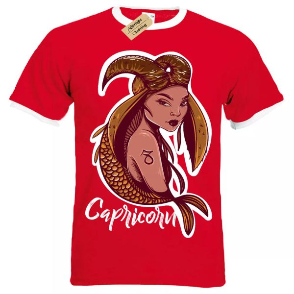 

capricorn camiseta estrella letrero horÃ³scopo regalo hombre ringer, White;black