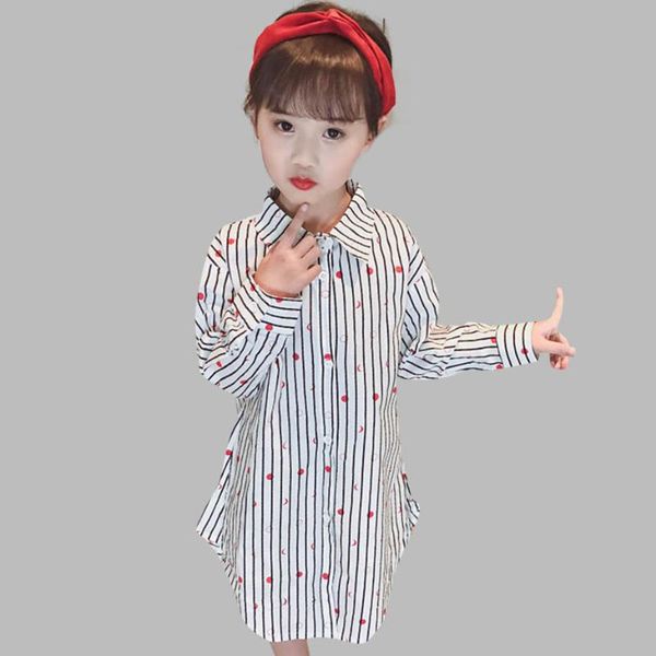 

shirts shirt for girl long striped blouse turn down collar children's blouses girls autumn korean clothes school, White;black