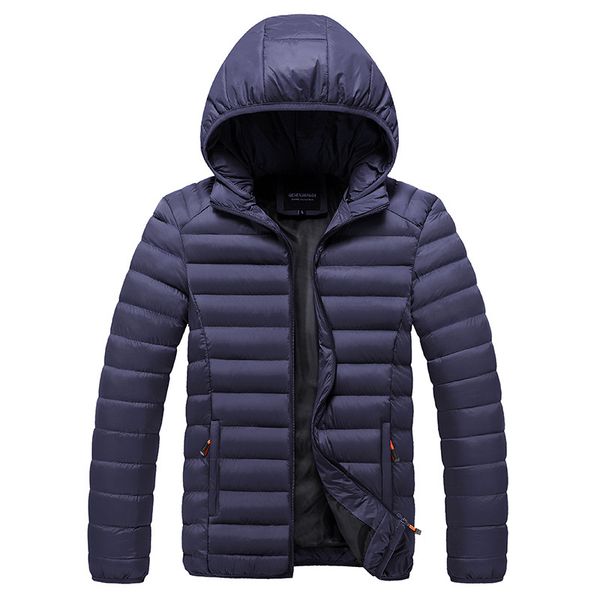 

Men's cotton clothes pure color hooded down simple versatile youth coat top, Black