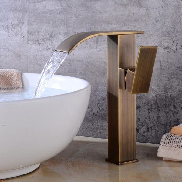 

waterfall basin faucet brass mixer cold tap antique bathroom faucets sink