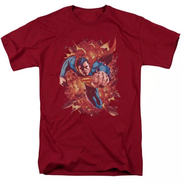 

Superman Through Flame T-Shirt DC Comics Sizes S-3X NEW, White;black