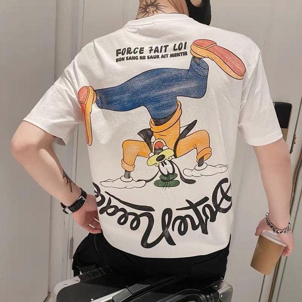 

men's t-shirts men and women couple cartoon printed short sleeve cotton t-shirt, White;black