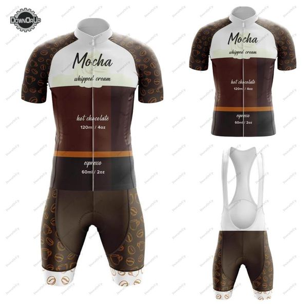 

racing sets coffee list mocha men's cycling jersey set for mountain biking quick-drying breathable short sleeve bib shorts 19d gel cush, Black;blue