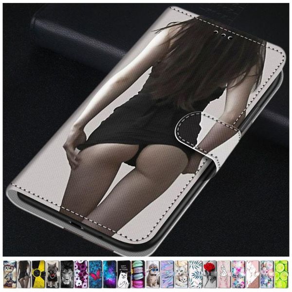 

fashion printed leather holster for case huawei p smart 2021 p30 p40 lite e mate 20 10 cute patterned cover d08f cell phone cases