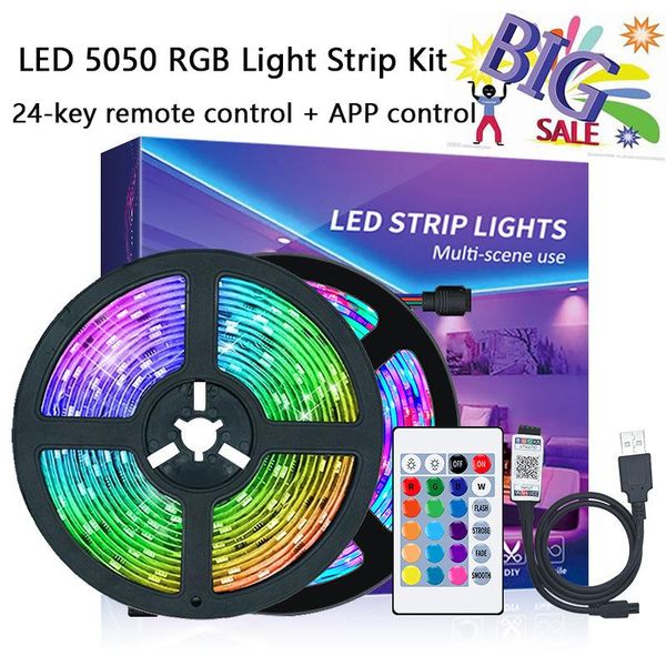 

strips light led dc5v bluetooth 24 key controller decor for room decoration rgb tape lights bedroom