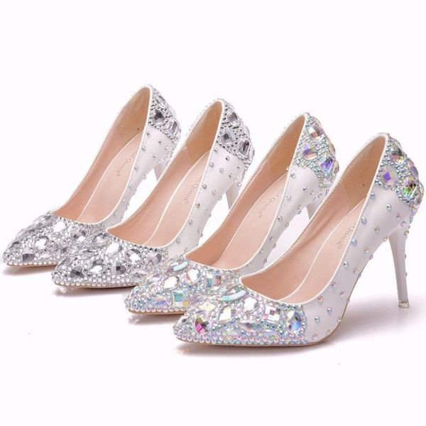 

dress shoes 2021 spring fashion fine with rhinestone evening women's pointed large size wedding handmade high heels, Black