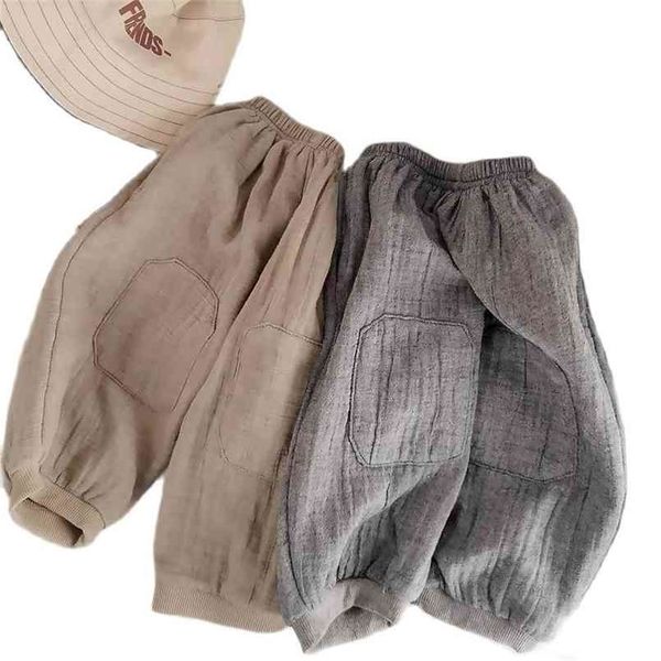 

retro children's baby cotton yarn patch bloomers bunny linen baggy pants p4251 210622, Blue