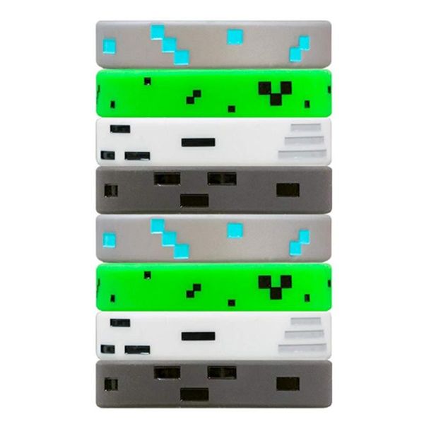 

charm bracelets 1pc punk style pixel miner video game wristband silicone drop, Golden;silver