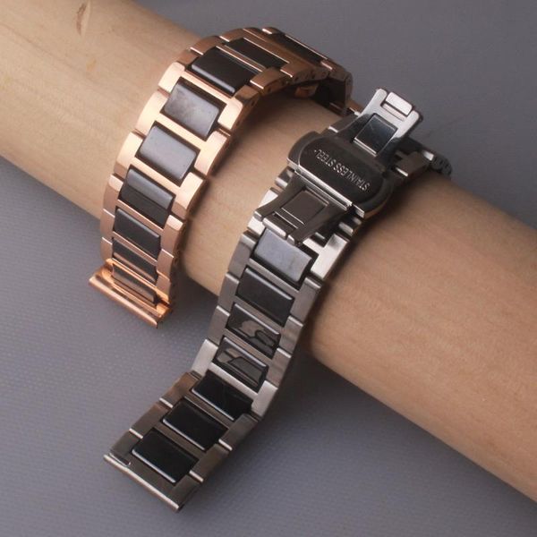 

watch bands 12 13 14 15 16 17 18 19 20 21 22mm women men's ceramic strap fill multi-design watchband stainless steel common bracelets, Black;brown