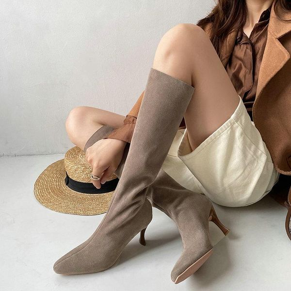

boots clasic womens shoes heels 2021 fashion autumn winter knee high wedding night club, Black