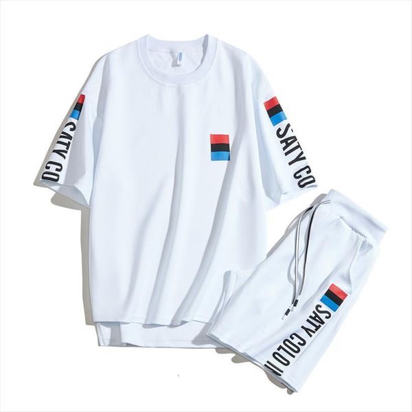 

summer sportswear sets short sleeve mens tracksuits t shirts pants fashion casual shorts 2 pieces, Gray