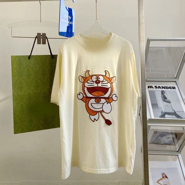 

dingdang cat horn g family co branded limited fashion brand year of the ox 2021 summer round neck short sleeve t-shirt bottomed, White