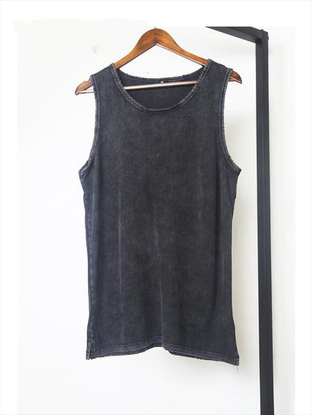 

summer men black water washed distressed punk tank high street man oversize vintage casual sleeveless shirt regata masculina, White;black