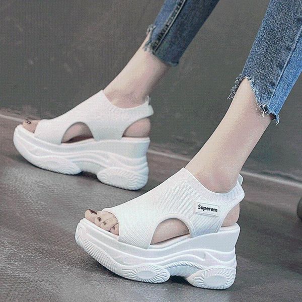 

sandals women soft stitching ladies comfortable flat knit sport open toe shoes sandalias de mujer, Black