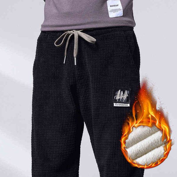 

jeans menswear 2021 plush thickened casual sports leggings winter warm men's pants, Blue