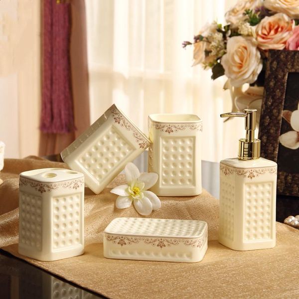 

bath accessory set 5pcs bathroom kit ceramic relief wash toothbrush mug holder accessories soap dispenser