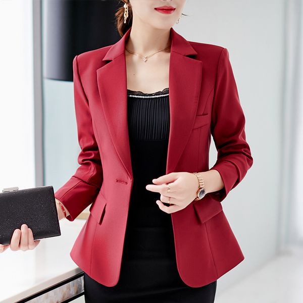 Giacca Blazer da donna Primavera Moda Donna Manica lunga Casual Slim Business Blaser Work Office Lady Suit Coat 210423