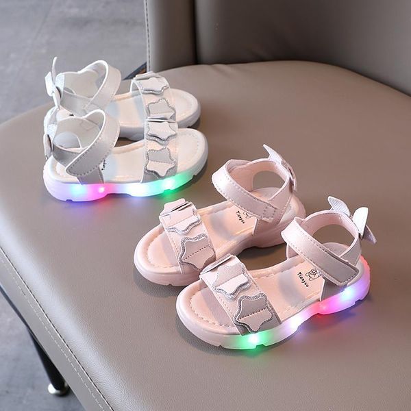 

sandals summer kids shoes fashion sweet princess children for girls toddler baby soft breathable girl white bow size 21-30, Black;red