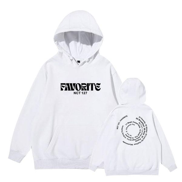 

women's hoodies & sweatshirts nct 127 favorite play list same printing pullover kpop fleece/thin loose sweatshirt, Black