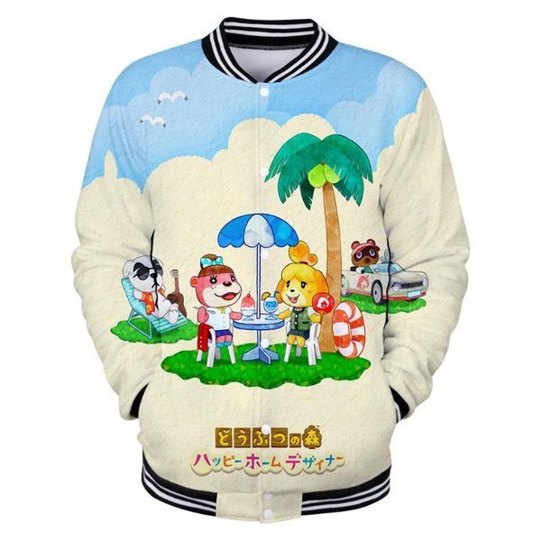 

men's jackets print 3d animal crossing cosplay costume baseball jacket men women bomber tom nook uniform outwear streetwear, Black;brown