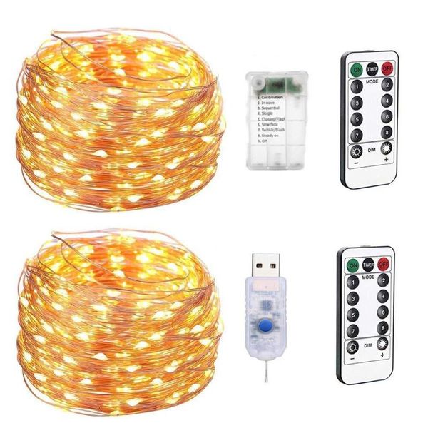 

strings waterproof led garland fairy string light battery operated remote control 10m 20m christmas festival wedding decoration lamp
