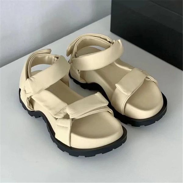 

sandals 2021 women thick sole platform shoes woman summer flat beach casual soft leather gladiator sandal flats, Black