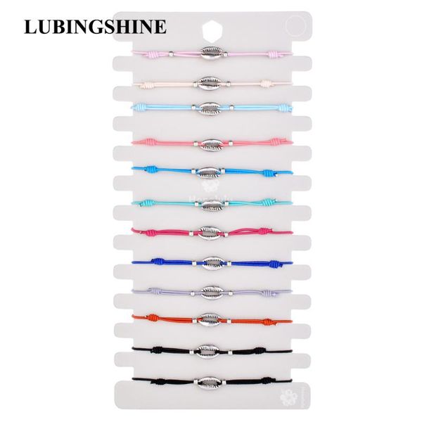 

charm bracelets lubingshine 12pcs/lot charms elastic wax rope braided leather & bangles for women man adjustable pulseria jewelry, Golden;silver