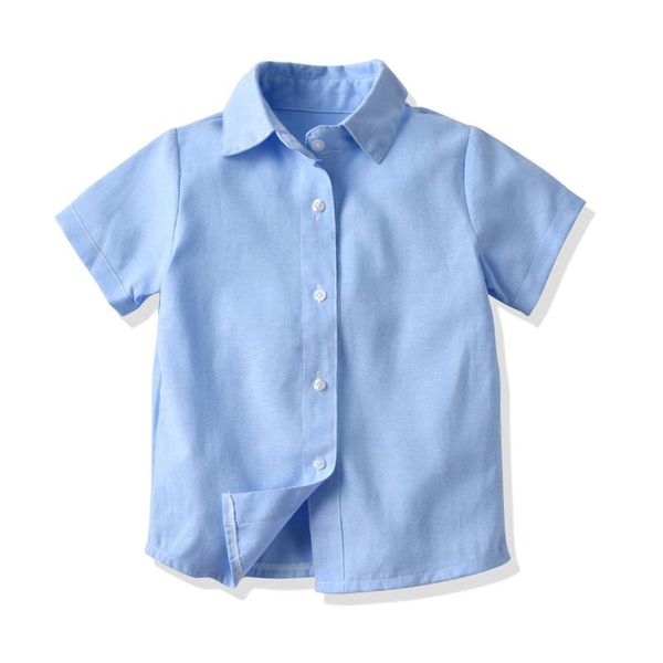 

shirts summer boys short sleeve cotton shirt solid color stripes single breasted buttons up cardigan kids 1 to 8 yrs 20f110, White;black