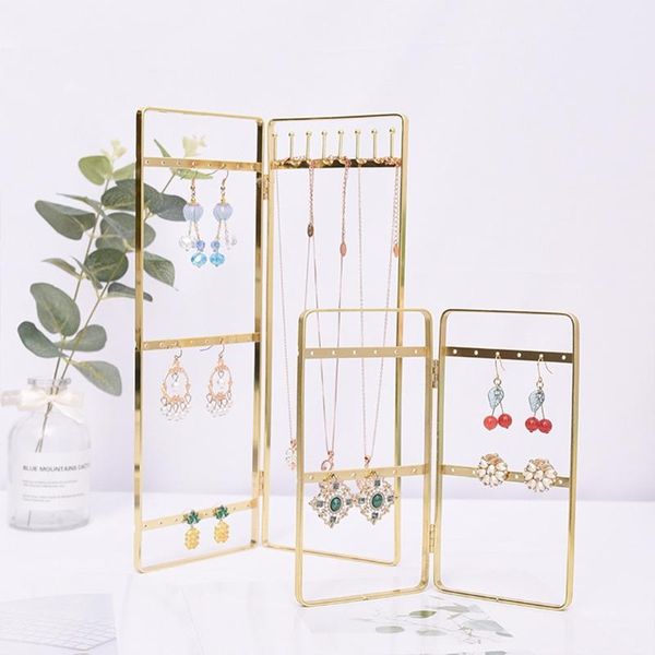 

jewelry pouches, bags 2-panel organizer, metal holder, foldable hanger, portable display rack for earrings, necklaces, Pink;blue