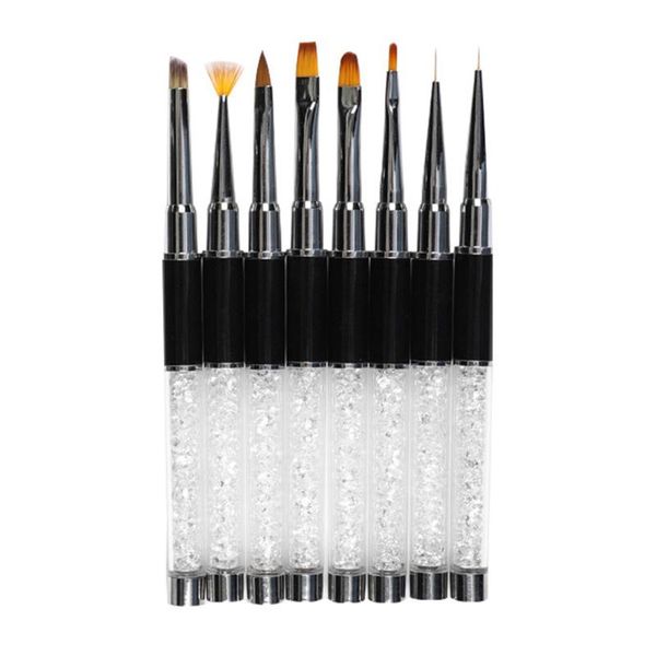 

nail art kits 8pcs professional black rhinestone brush carving pen powder diy manicure drawing kit tool gadgets