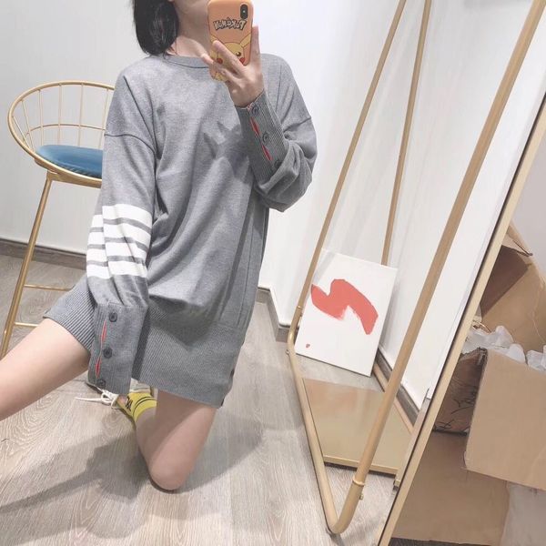 

dress skirt tb 2021 autumn and winter loose fit medium long pullover wool bottomed sweater, Black;gray