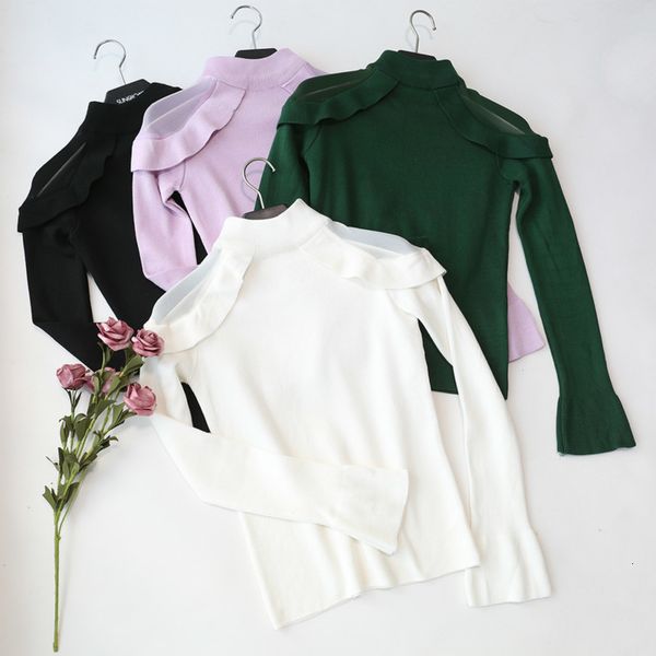

sweater women autumn winter high-solid electric shirt pulling female slim tight pullovers seat malha, White;black