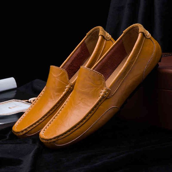 

dress shoes men genuine leather comfortable casual chaussures flats slip on lazy loafers zapatos hombre, Black