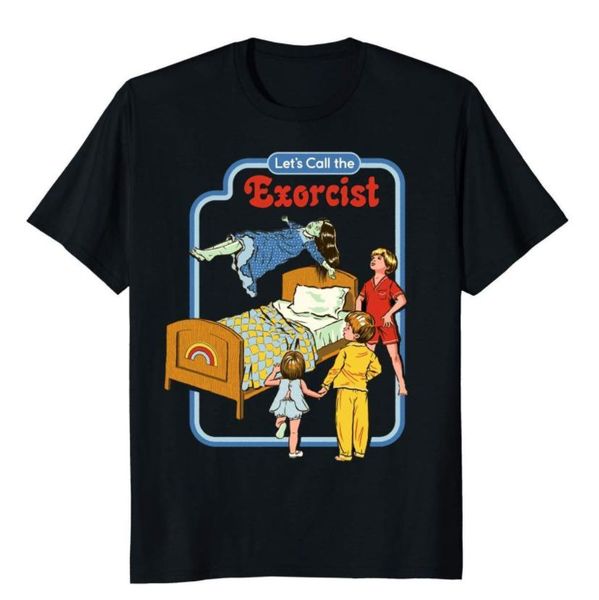 

r2 let's call the exorcist funny vintage printed cotton t-shirt black, White;black