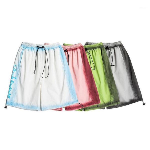 

men's shorts 2021 summer thin nylon colourful women's boyfriend style short pants hip hop streetwear campus couple, White;black
