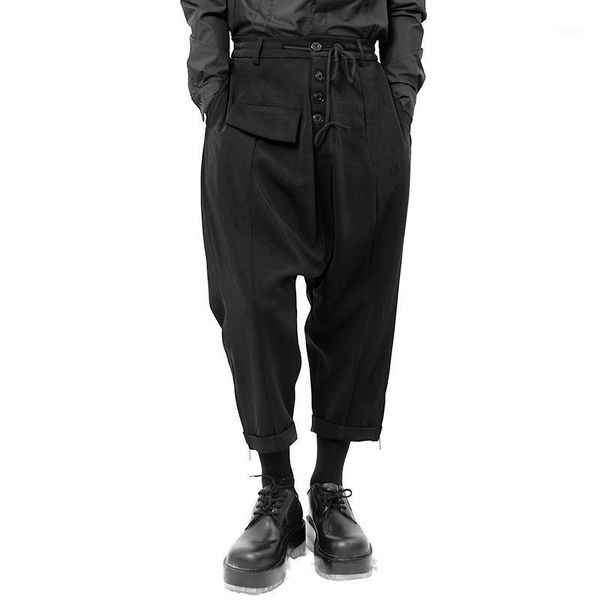 

men clothing hair stylist fashion asymmetrical low crotch and high waist harem pants plus size costumes 27-46 men's, Black