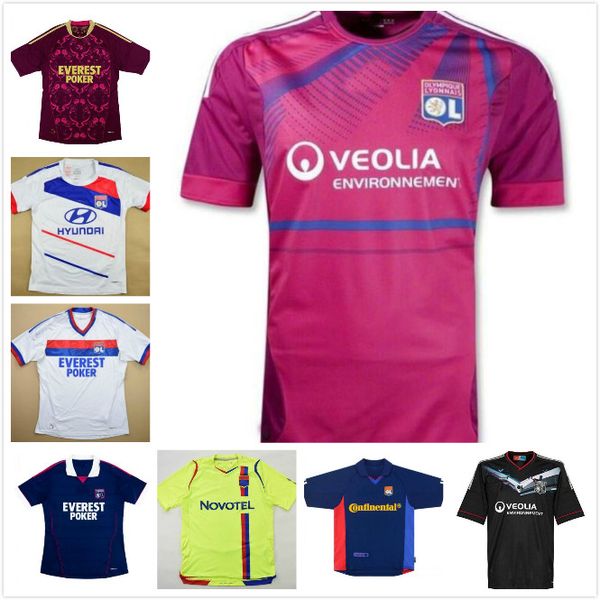 

10 11 12 13 retro olympique lyonnais lyon soccer jersey 08 09 carriere bak govou lisandro gourcuff toulalan juninho bastos benzema marlet ma, Black;yellow