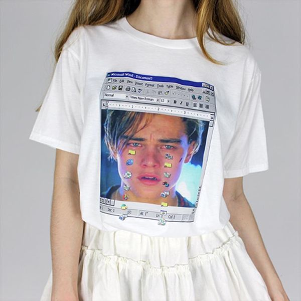 

tumblr ulzzang summer and mens t shirts women leonardo di caprio leo titanik crying harajuku casual solid vintage plus size, White;black